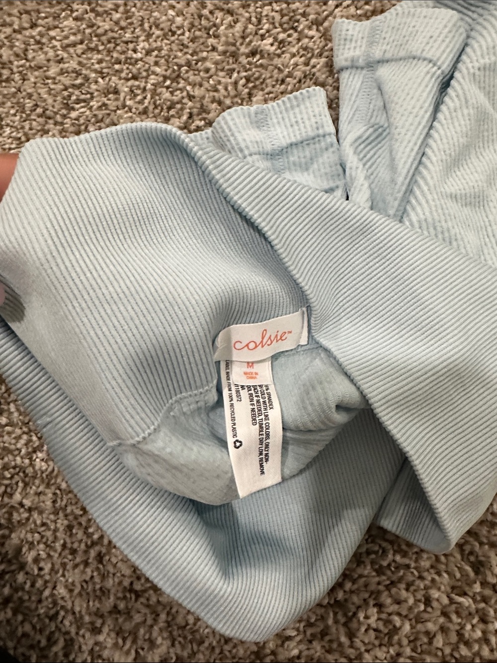 Colsie Light Blue Ribbed Seamless lounge Set - Picture 2 of 3